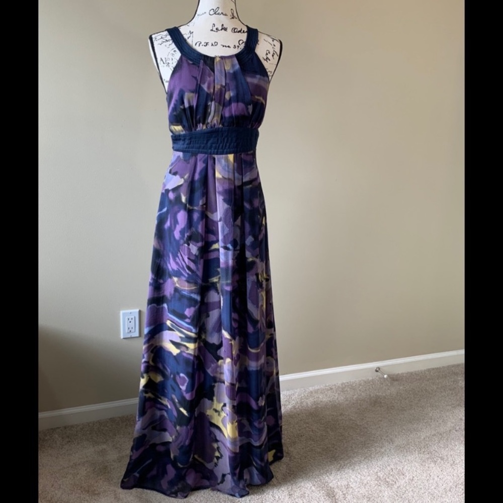 BCBG Silk Purple Patterned Maxi size M